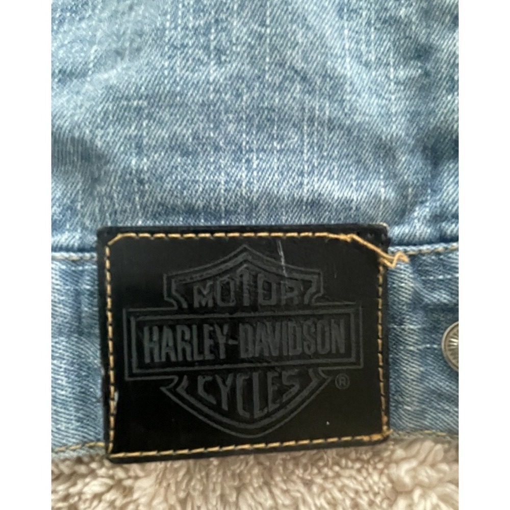 Harley Davidson Kids Denim Jacket Size 7 Trucker Motorcycle Jean - Picture 6 of 9
